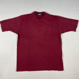 VTG Honors Selvedge Pocket T Shirt Mens XL Blank‎ Burgundy 1990s Made in USA